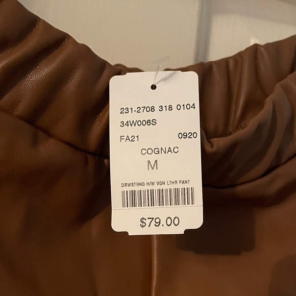 Vegan Leather Drawstring Brown Medium Pants - Picture 4 of 6